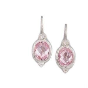 Judith Ripka Sterling Silver Dangle Earrings With Pink Sapphire 925 Signed